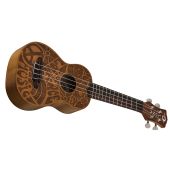 Luna Guitars - Uke Love Music Peace Soprano - Mahogany