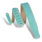 Levy's 2.5" Suede Leather Floret Embossed Guitar Strap, Seafoam MS26DE-SEA