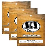 S.I.T. Strings P1254 Light Phosphor Bronze Acoustic Guitar Strings - 3 Sets