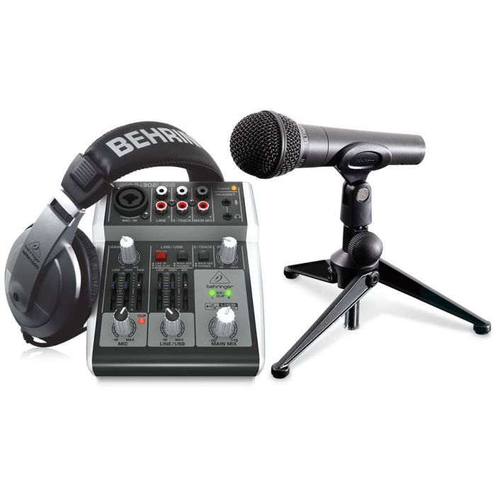 Behringer Complete PODCASTUDIO 2 USB Bundle with USB Mixer, Microphone, Headphones