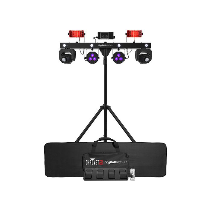 CHAUVET DJ GigBAR Move + ILS 5-in-1 Lighting System with Moving Heads, Pars, Derbys, Strobe, and Laser Effects