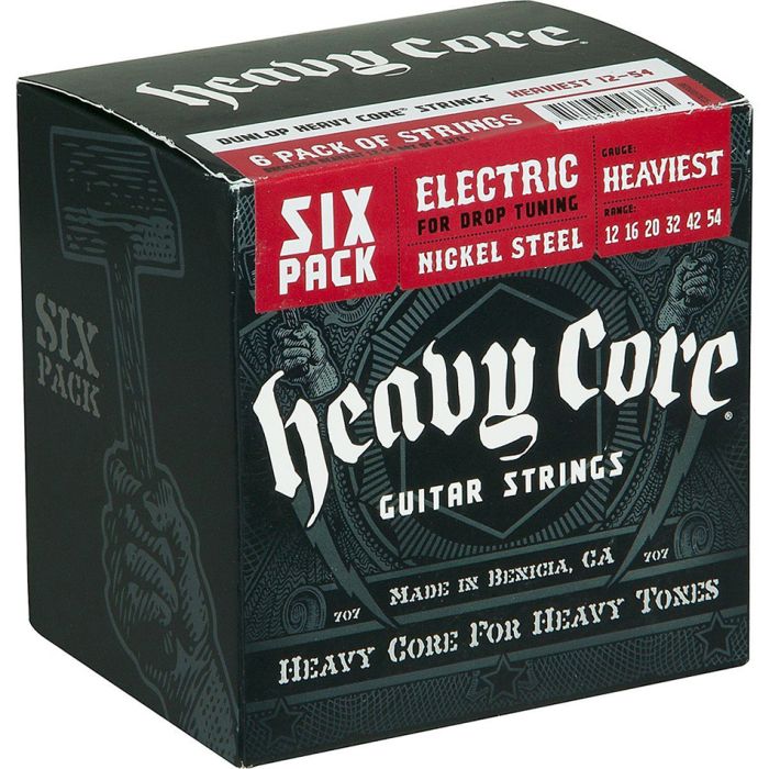 Dunlop Nickel Plated Steel Heavy Core Electric Guitar Strings Heaviest 6 Pack