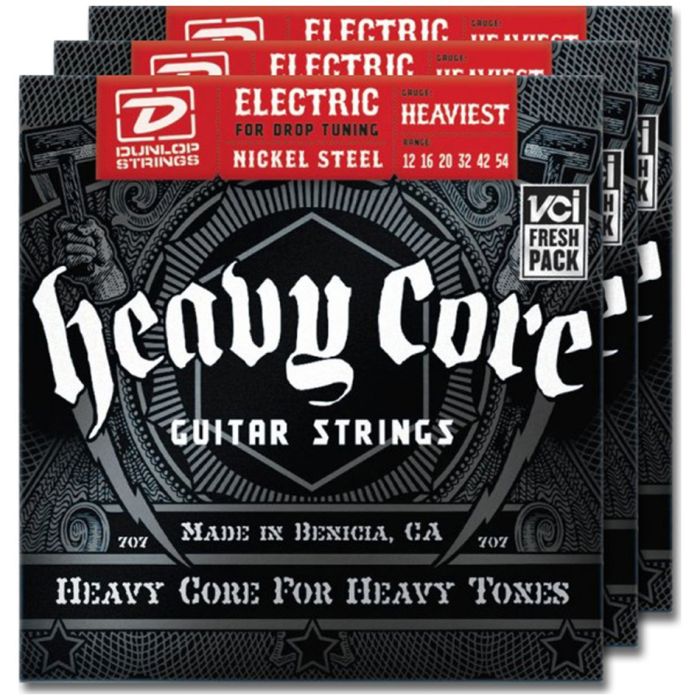 Dunlop 3 Sets of DHCN1254 Heaviest Core 6/SET Electric Strings