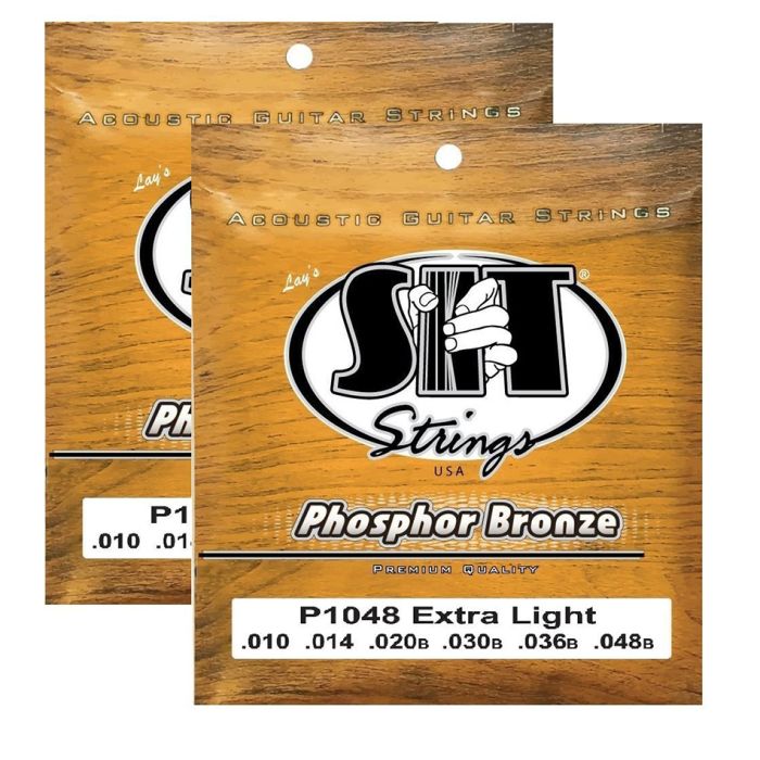 S.I.T. Strings P1048 Extra Light Phosphor Bronze Acoustic Guitar Strings - 2 Sets