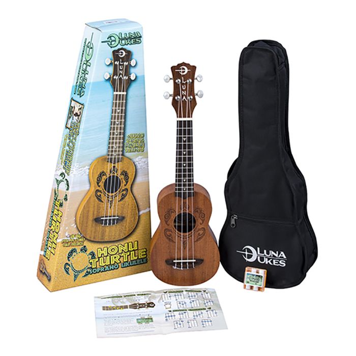 Luna Guitars - Uke Honu Tribal Turtle Soprano Pack