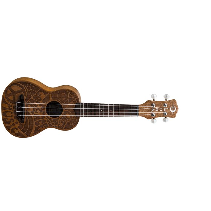 Luna Guitars - Uke Love Music Peace Soprano - Mahogany