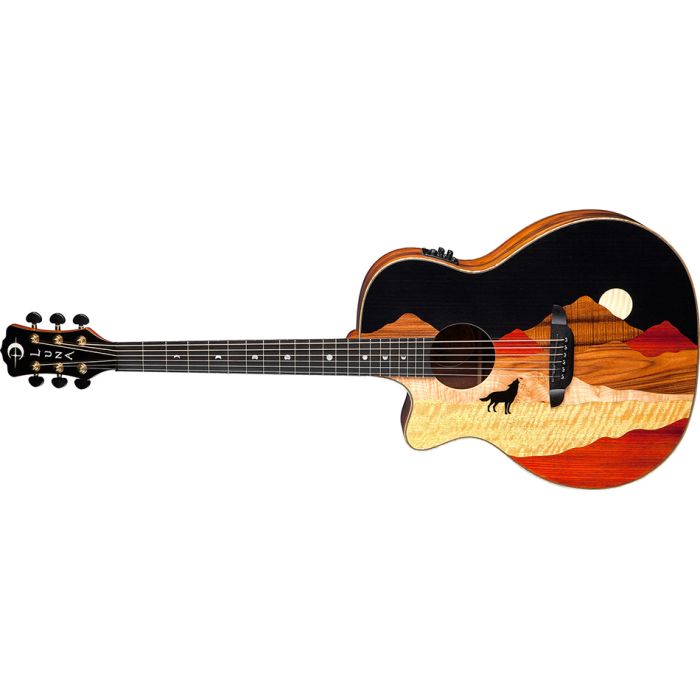 Luna Guitars Vista Wolf Tropical Wood Left-Handed Acoustic-Electric Guitar Gloss Natural