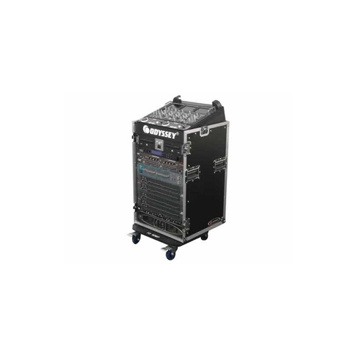 Odyssey 10U Top Slanted 14U Vertical Pro Combo Rack with Wheels