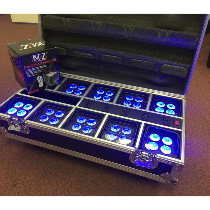 JMAZ MAD-PAR-HEX-4S 10 Pack with Charging Road Case