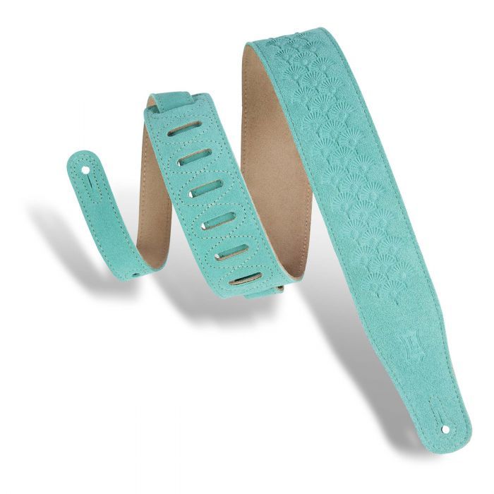 Levy's 2.5" Suede Leather Floret Embossed Guitar Strap, Seafoam MS26DE-SEA