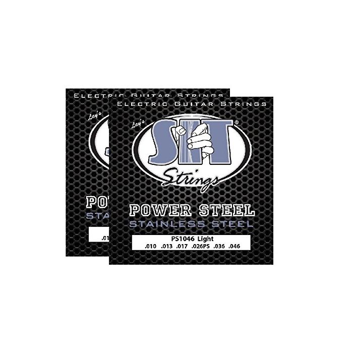 S.I.T. Strings PS1046 Light Stainless Steel Power Steel Electric Guitar String - 2 Sets